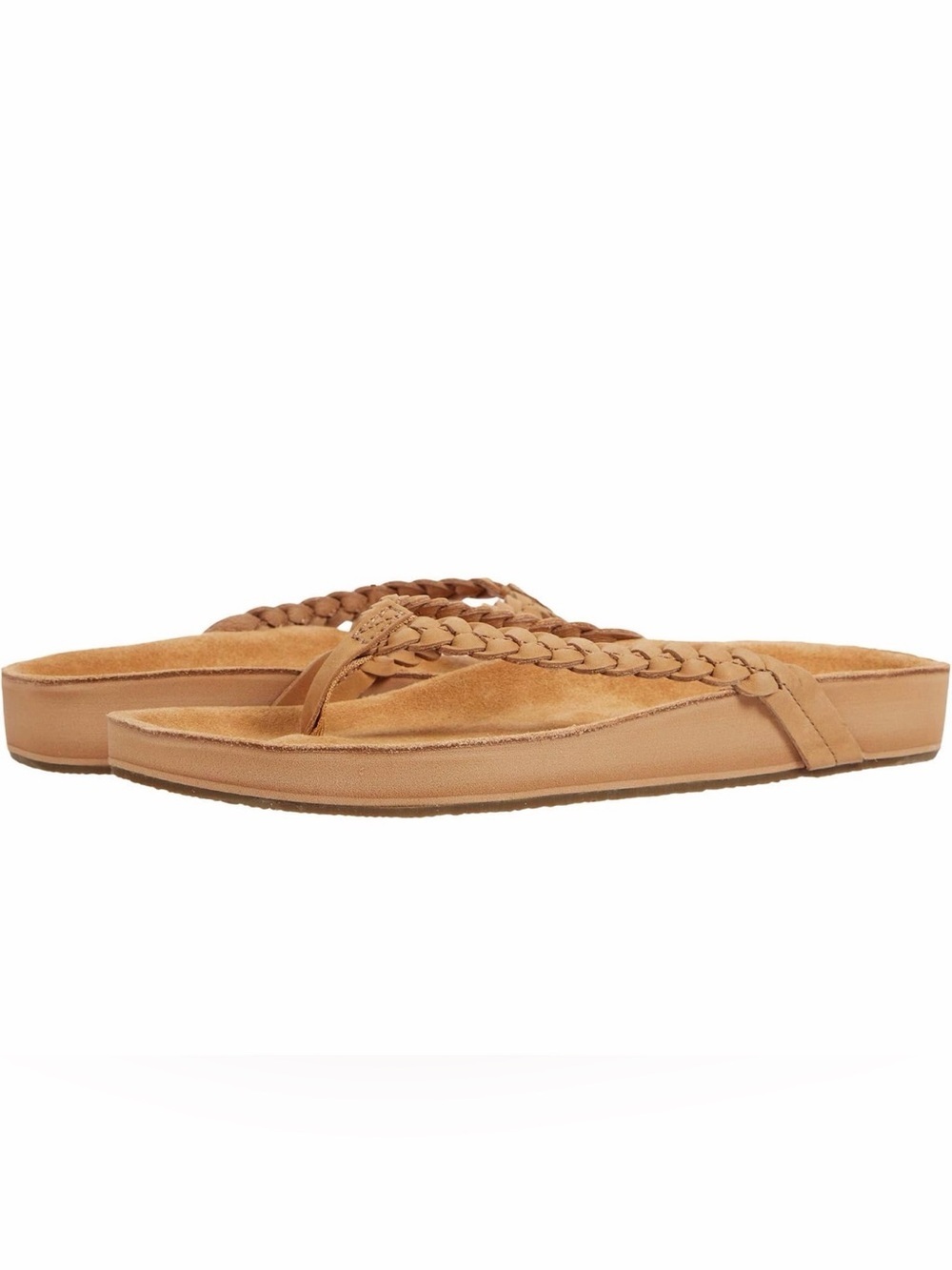 Sanuk She Loungy Braided Thong Sandals in Light Tan NWOT